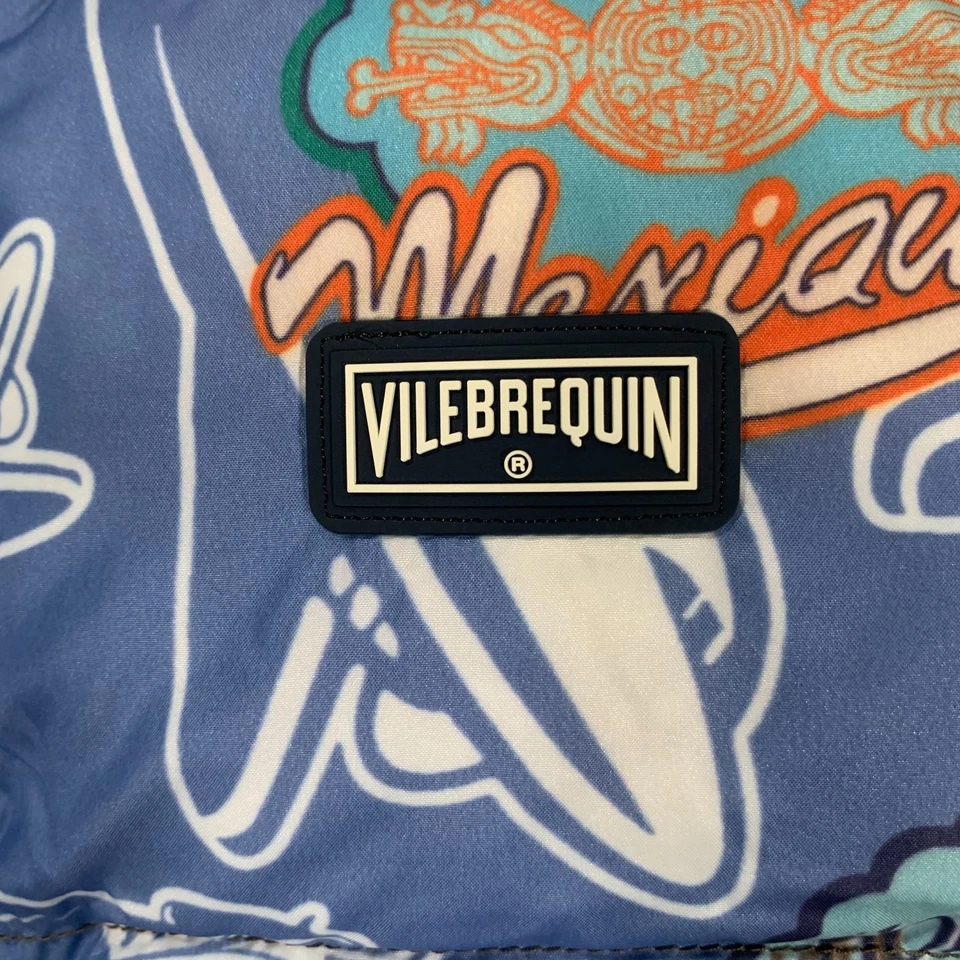 Chaleco acolchado Vilebrequin niños 12 años azul estampado de viaje reversible marrón Foto 4 de 4