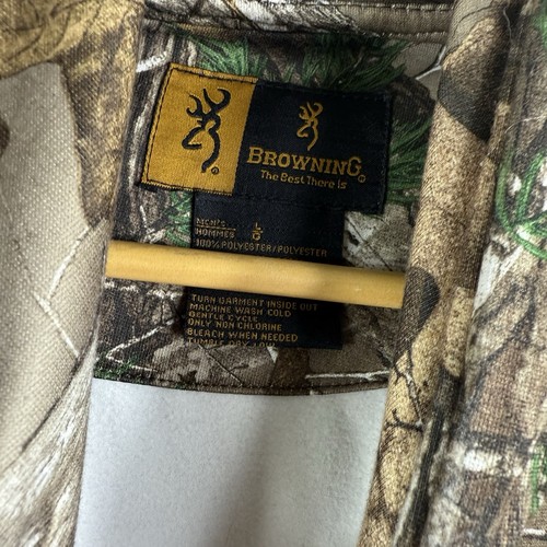 Men's Browning Buckmark Realtree Size L Large Edge Camouflage Fleece Hoodie - Foto 4 di 7