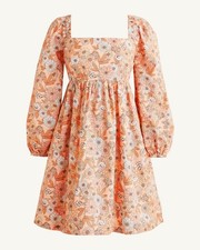 J.CREW Squareneck Cotton Poplin A-Line Smocked Dress in Zinnia Floral Size XL