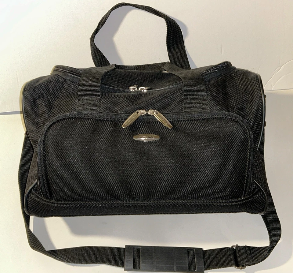 Bolso de Viaje Pierre Cardin Negro De Colección de Lona con Correa para el Hombro Bolsa de Mano Foto 2 de 4