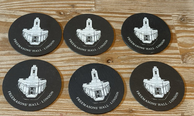 Freemasons Hall London Slate Coaster Set Of 6 Slimline With Green Felt Back UGLE