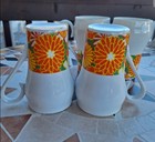 Vintage Daisy Coffee Mugs Yellow & Orange Green 1970's Flower Set of 4 — photo 7