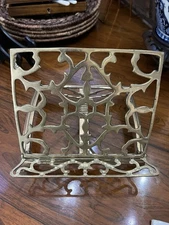 Vintage Brass - Book Stand Holder - Adjustable Folding Bible / Cookbook