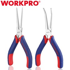 WORKPRO 2PC 6" Mini Needle Nose Pliers Set Long Nose Pliers Bent Nose Pliers Set