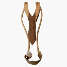 Handmade Wooden Slingshot Rubber Strands Leather Catapult