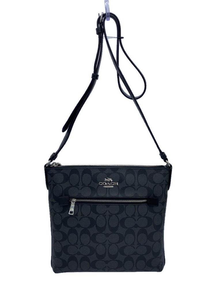Auth COACH Rowan File Bag In Signature Canvas C1554 Black F/S 424621
