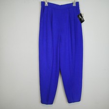 St. John Essentials 10 Royal Blue Elastic Waist Wide Loose Santana Knit Pants