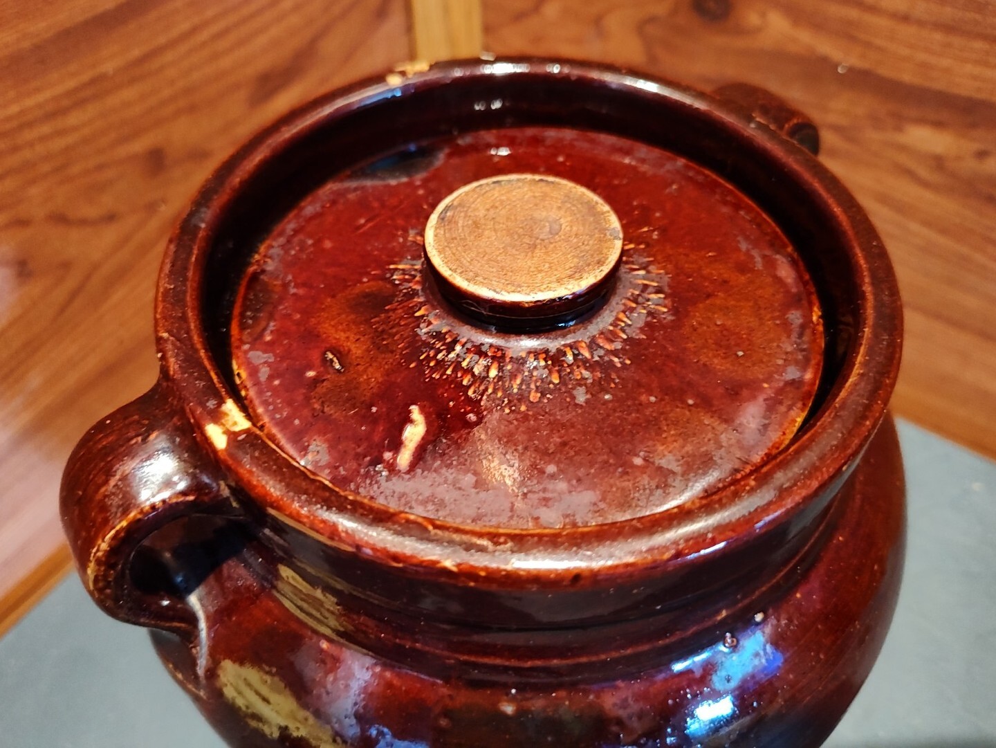 ANTIQUE O.N. KERPER NEW VIENNA, IOWA 2 TONED CERAMIC BEAN POT W/LID eBay