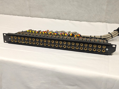 19'' 1HE Jackfield Audio Panel 2 Reihen x 24 M&M Messing Buchsen Mono Pitch Rackmount