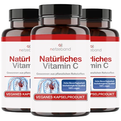 NETZEBAND Vitamin C Komplex natürlich - 180 Kapseln vegan Acerola + Hagebutte + Camu Camu