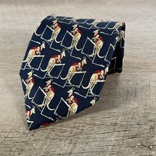 Brooks Brothers Makers Necktie 100% Silk Navy Kangaroo Hurdle Tie Made In USA