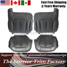 For 1999 2000 2001 2002 Chevy Silverado & GMC Sierra Leather Seat Cover Graphite