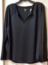 Jenni Women's Split-Neck Pajama Top - Deep Black Size XX Large