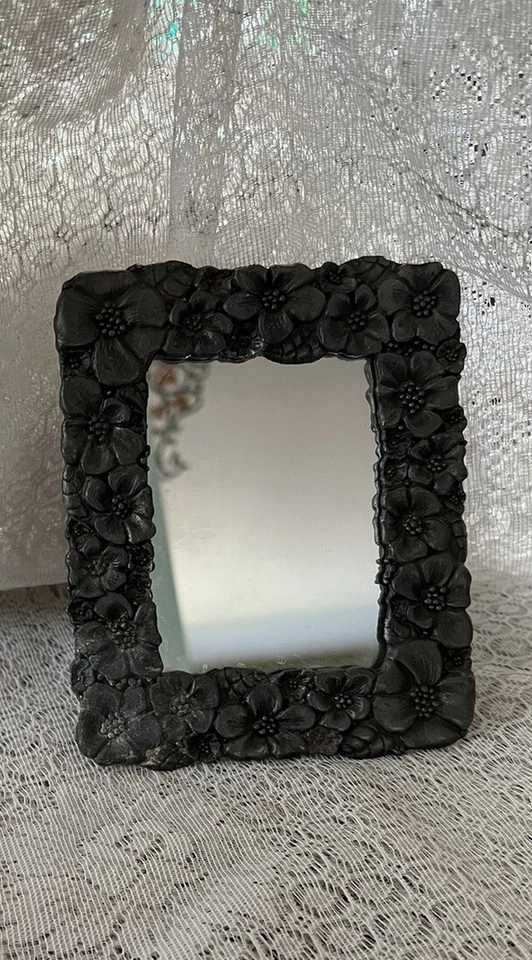 Espejo floral de mesa de peltre Metzke - vintage años 70 Foto 2 de 4