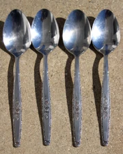 VTG T & N Stylecraft  Black Rose Table/Dinner Spoon Lot of 4 Stainless Japan