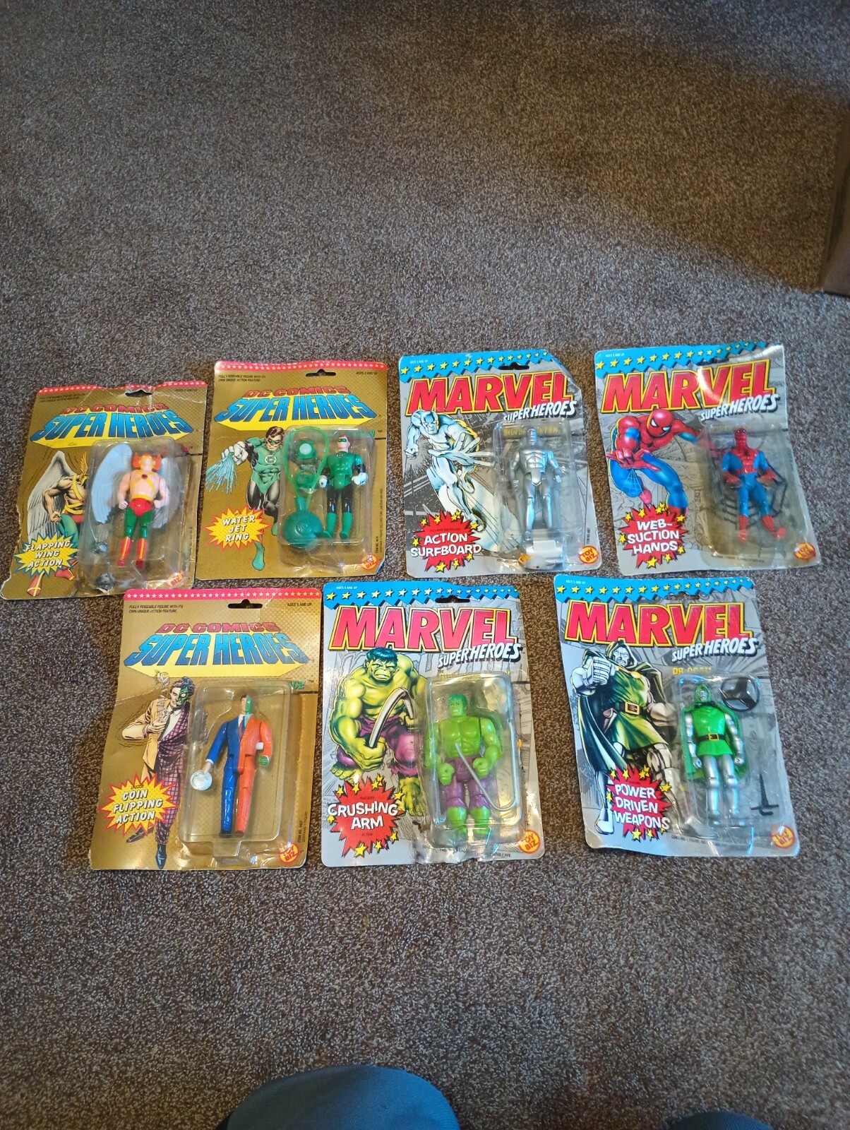 DC Comic Super And Marvel Heroes Toy Biz 1990s Lot Of 7 Action Figures