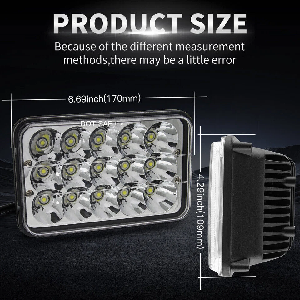 Faros LED de haz alto bajo H4656/4651 4 piezas para semirremolque Western Star 4900 4x6" Foto 3 de 4