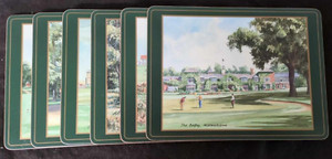 Vintage Golf Placemats Pimpernel David Wilcox Championship Courses UK Green x6