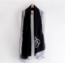 Little Queen rose flower print black rectangle fashion scarf accessories