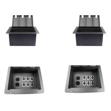 2 Stage Install Floor Box w/Lid 6 XLR Female Mic Connectors  Duplex AC Outlet