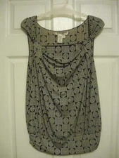 Ladies Large Cap Sleeve Blouse Top, Box Neckline,  Draping Front, by Max Studio