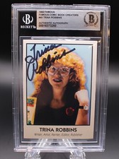 TRINA ROBBINS SIGNED COMIX #45 1992 FAMOUS COMIC BOOK CREATORS CARD BECKETT BGS