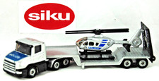 SIKU 1610 POLIZEI SCANIA 3-Axle T-CAB Truck & LOW-LOADER Trailer+ HELICOPTER VGC