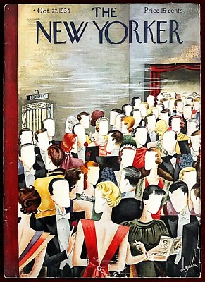 The New Yorker Magazine ~ October 27, 1934 ~ Alajalov Crowd at Theatre 