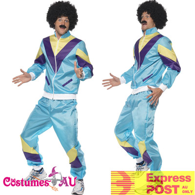Mens 80s Height Fashion Scouser Tracksuit Shell Suit Costume 80's