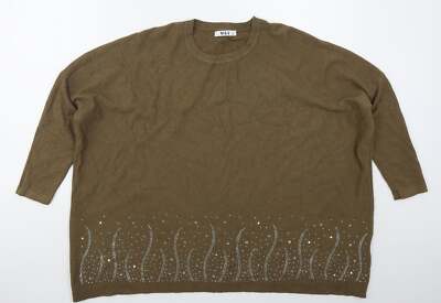 M&C Womens Brown Crew Neck Nylon Blend Jumper Size M