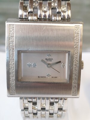 SWATCH QUARTZ SILVER DIAL AG-2007 SWISS WOMEN'S FULL WORKING ALL ORG. VINTAGE