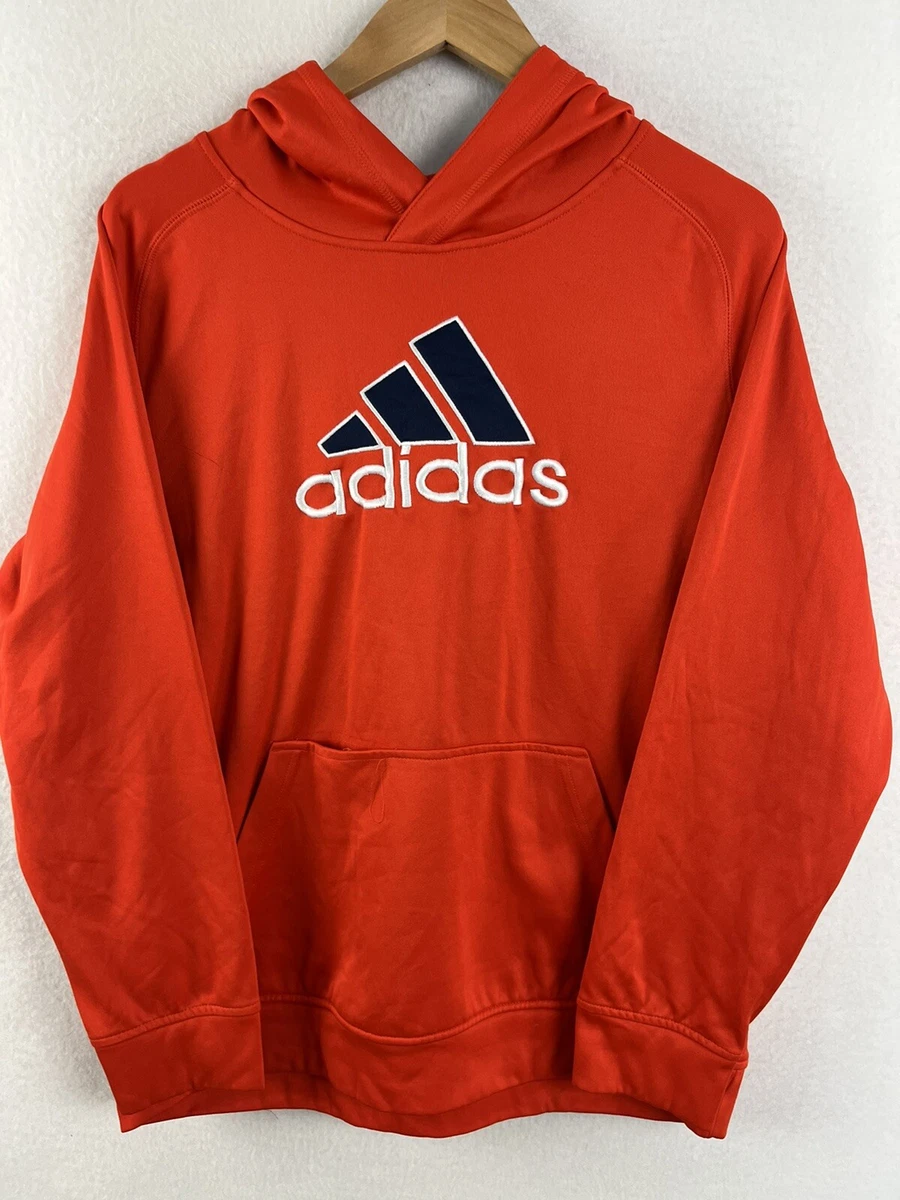 Adidas Hoodie Orange L/XL Pullover Sweatshirt |