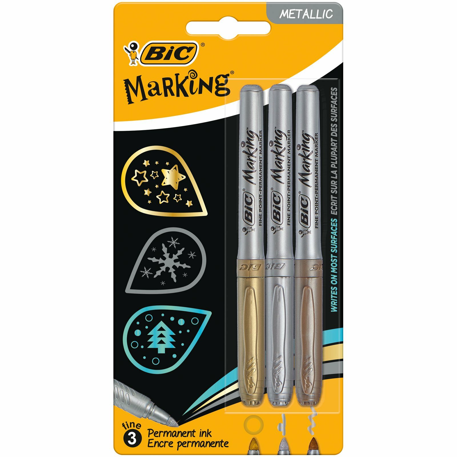 BIC Marking color metallo Pack di 3 pennarelli di disegno colori (b4X)