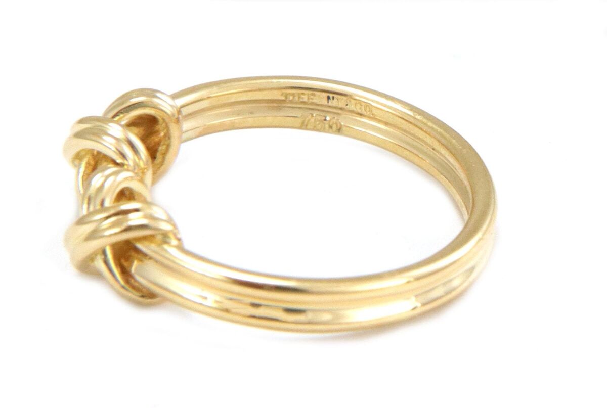Tiffany & Co. Double X Ring in 18k Yellow Gold Grooved Band