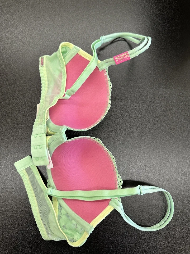 Victoria's Secret ROSA Sujetador Push Up Encaje 32A NUEVO Foto 4 de 4