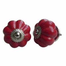 Image of Dark Red Star Shaped Cupboard Door Knob Octagonal | Drawer Pull