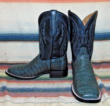 Mens Rujo The Roscoe Gray Caiman / Black Leather Cowboy Boots 10 EE New in Box
