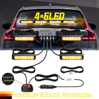 4x 12LED Frontblitzer Blitzlicht Warnleuchte Strobe Licht Auto LKW KFZ PKW IP67