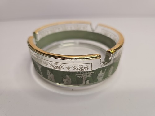 Vtg~Jeanette~ Wedgewood Green Hellenic Jasperware~ 3 3/8"W Glass Ashtray(DR25) - Picture 3 of 6
