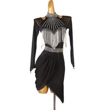 Latin Dance Dress Salsa Tango Cha cha Ballroom Rhinestone Competition Dress F764