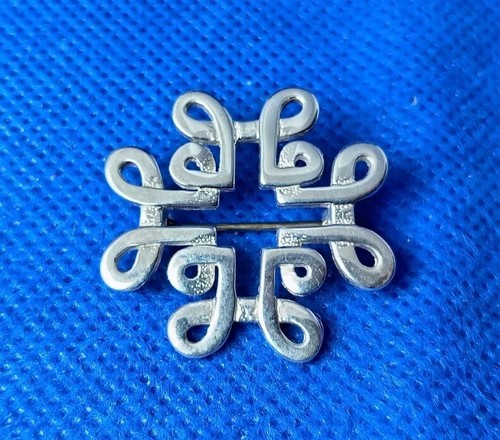 Ola Gorie Scottish Sterling Silver Celtic Knot Cross Abstract Brooch OMG