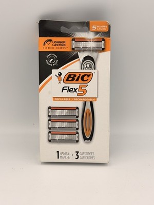 New & Sealed! BiC Flex 5 Refillable Rechargeable 5 Blades 7 Cartridges 1 Handle