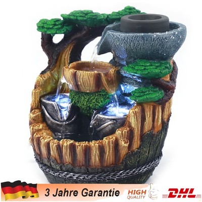 Zimmerbrunnen Innen Tischbrunnen Desktop Wasserfall mit LED Beleuchtung Brunnen