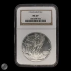 1994 American Silver Eagle NGC MS69 Brown Label -E360