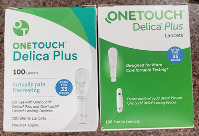 200 ONE TOUCH DELICA PLUS 33 GAUGE LANCETS (2 Boxes of 100)