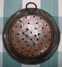 Copper Wash on Sturdy Metal Colander Sieve 7" Strainer HangHook Rustic Farmhouse
