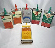 Singer Oil 4 oz. Cans Vintage Sewing Machine Oil x5, All Purpose Oil x1 (6 cans)