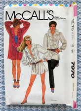 1982 uncut pattern RUFFLED PIRATE SHIRT dress size 18-20 McCall s 7970