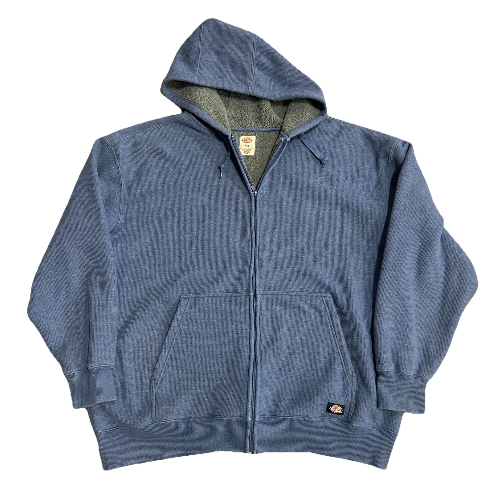 Dickies Thermal Full Zip Hoodie Men’s 4XL Blue Fleece Lined Cotton Blend