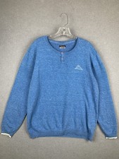Kappa Henley Sweater Blue Embroidered Logo SW Ripple Streetwear Mens XL